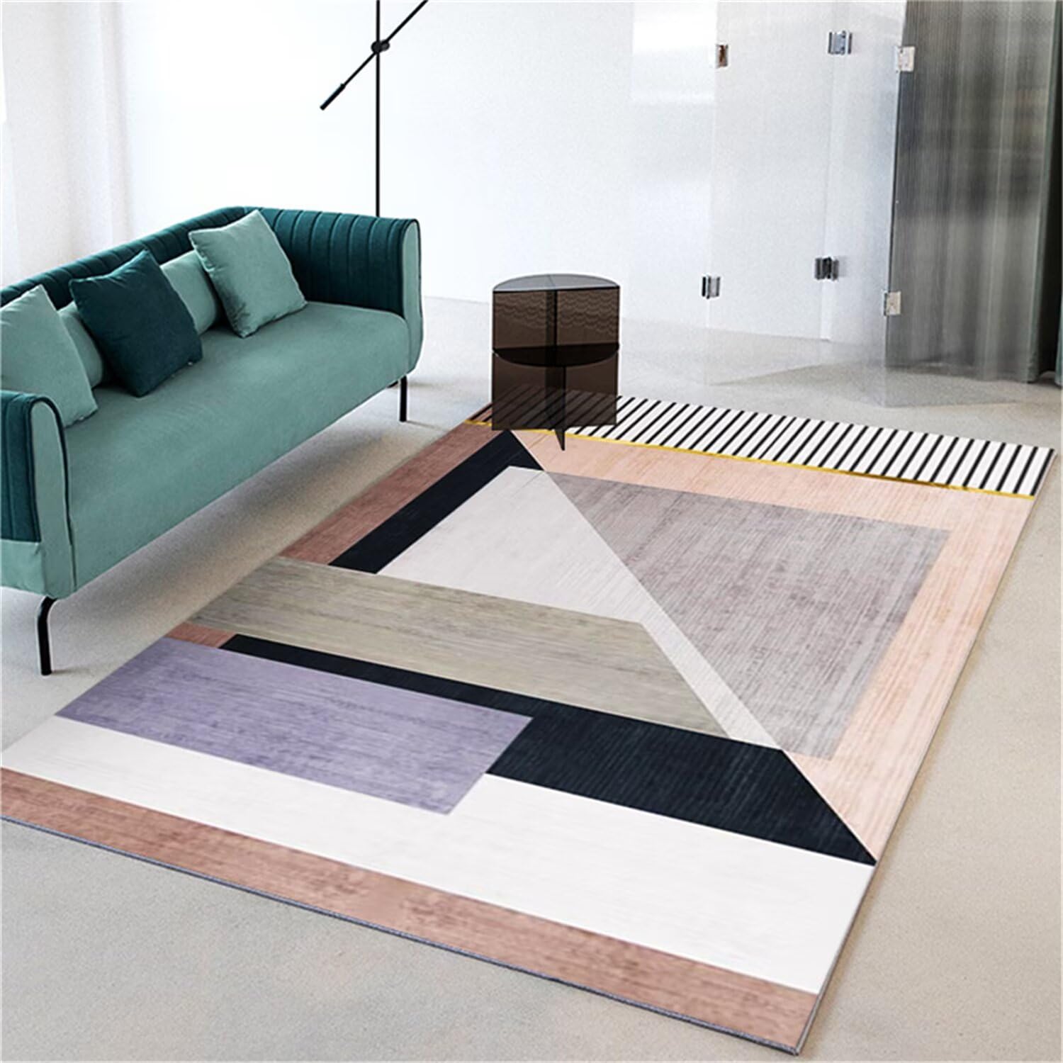 Tapis lavable gris violet facile à nettoyer pour chambre de filles