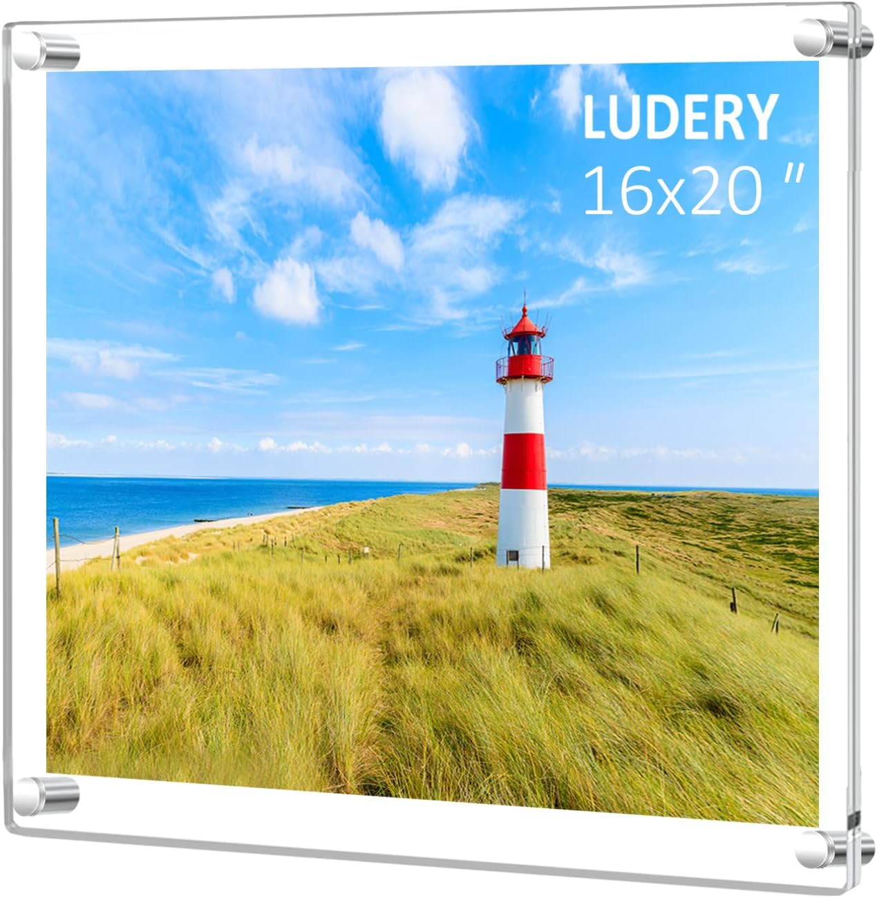 16x20 Clear Acrylic Wall Mount Floating Frameless Picture Frame,Clear Acrylic Photo Frame for Wall, Frameless Picture Frame Panel For Degree Certificat, artwork and family portraits