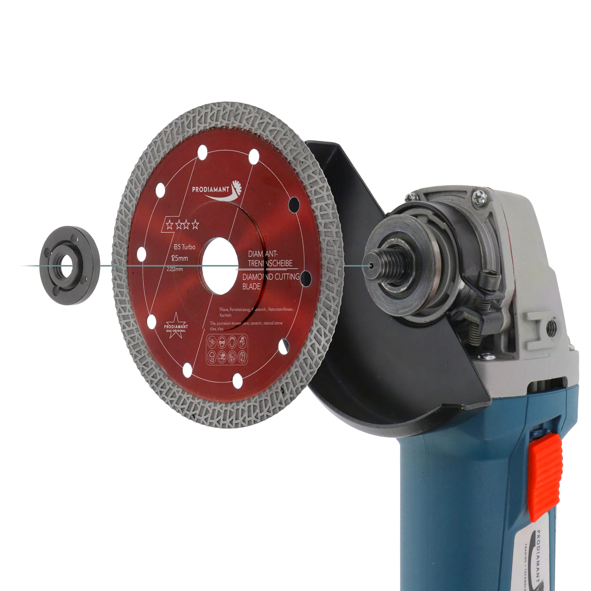 PRODIAMANT Disco de corte de diamante Premium para baldosas de gres fino 125 mm x 22,23 mm Disco para baldosas de 125 mm para amoladora angular