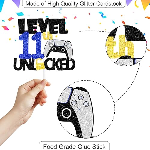 Miniatura 3 de Decoración para pastel de cumpleaños número 11 para adolescentes, fiesta de cumpleaños nocturna de videojuegos para niños o niñas, fiesta de