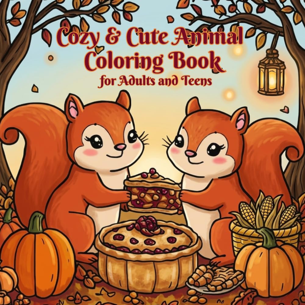 Cozy & Cute Animal Coloring Book for Adults and Teens: Kawaii Cottagecore Scenes for Relaxation, Stress Relief, Mindfulness & Creative Fun