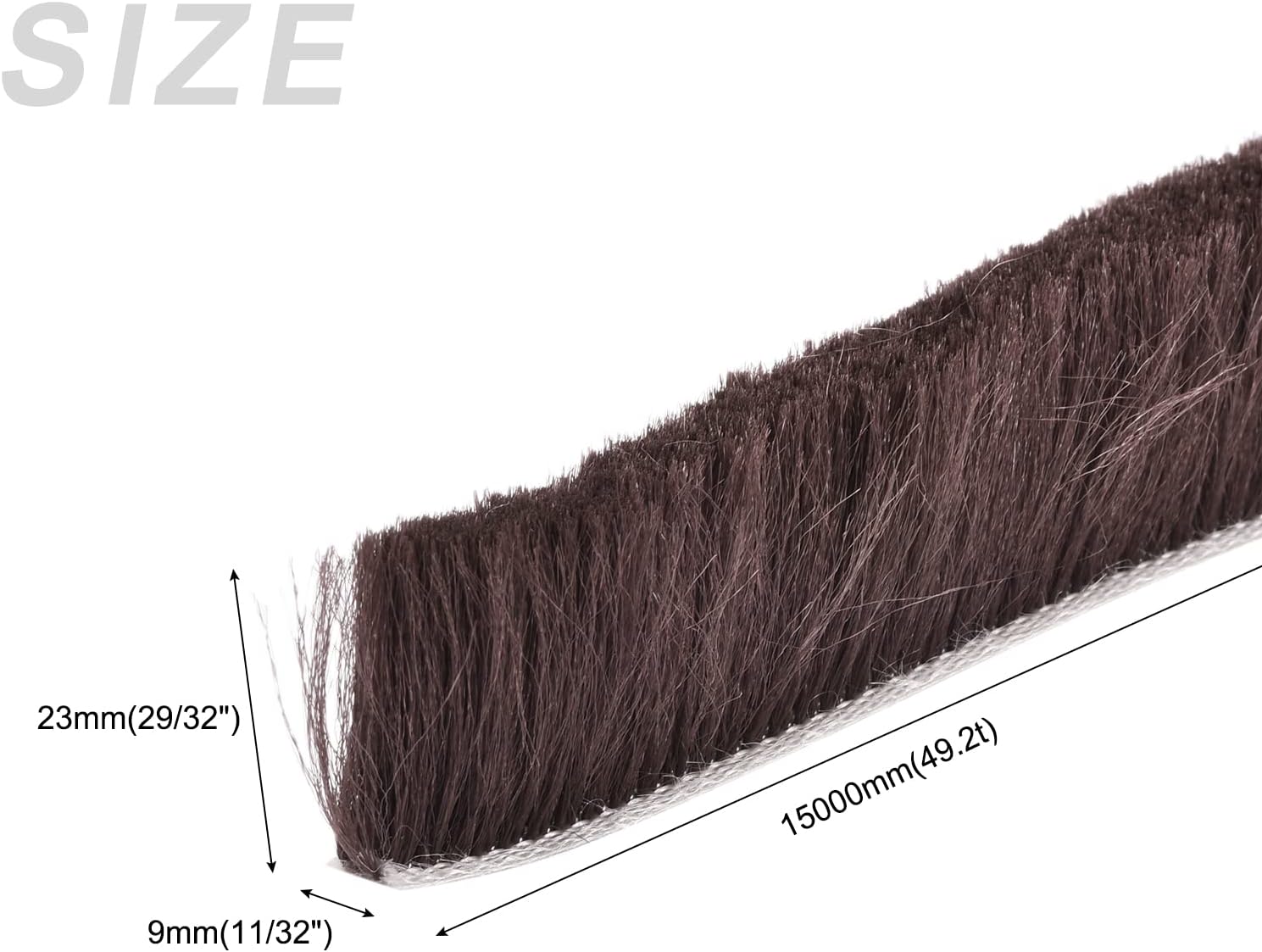 METALLIXITY Adhesive Brush Seal Weather Stripping (29/32"x11/32"x49.2ft), Door Brush Strip - for Sliding Sash Door Window Wardrobe Seal, Brown