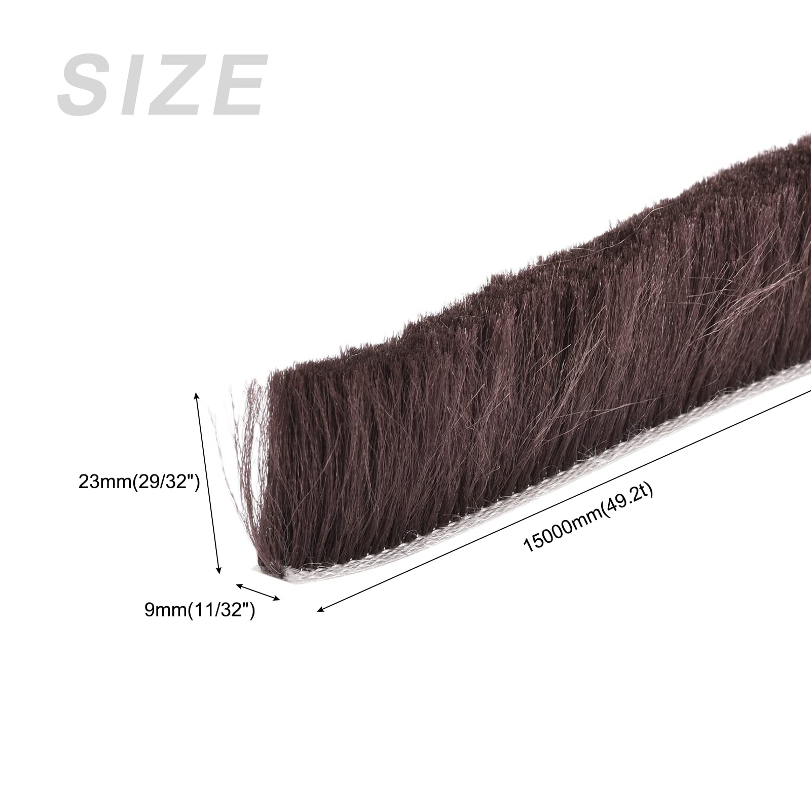 sourcing map Adhésif Brosse Joint Météo Décapage (29/32"x11/32"x49.2pi), Porte Brosse Bande - pour Coulissant Volet Porte Fenêtre Armoire Joint, Marron