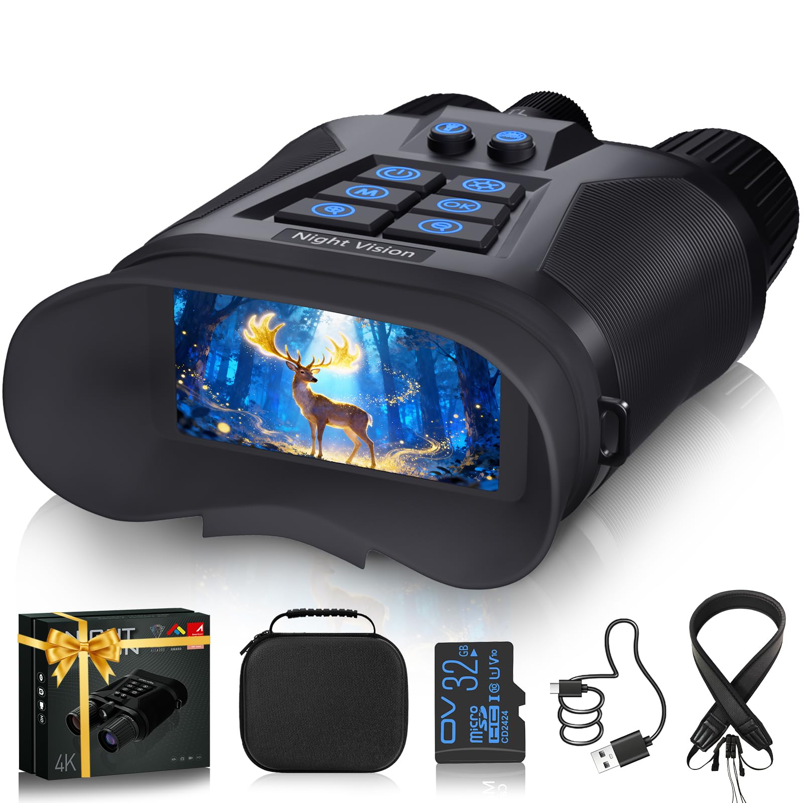 TKWSER Night Vision Binoculars Goggles - 4K Infrared Visible 600M In