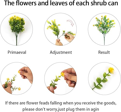 Miniatura 3 de Flores artificiales para exteriores, 12 racimos de flores artificiales resistentes a los rayos UV, flores de plástico decorativas para interiores y