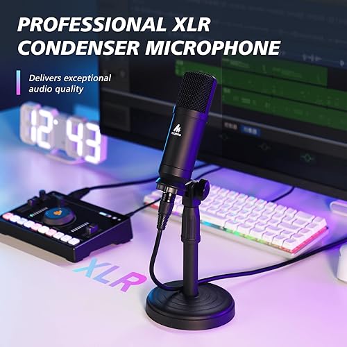 Miniatura 2 de MAONO Mezclador de audio de transmisión, interfaz de audio y micrófono condensador XLR con preamplificador profesional, Bluetooth, batería
