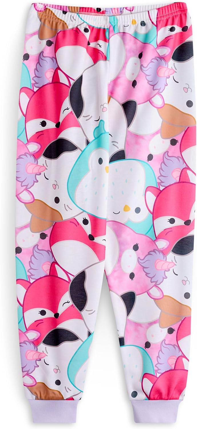 Squishmallows Girls Pajama Set Pack of 2 | Kids Multicoloured Character Graphic Long Sleeve Top & Long Leg PJ Bottoms