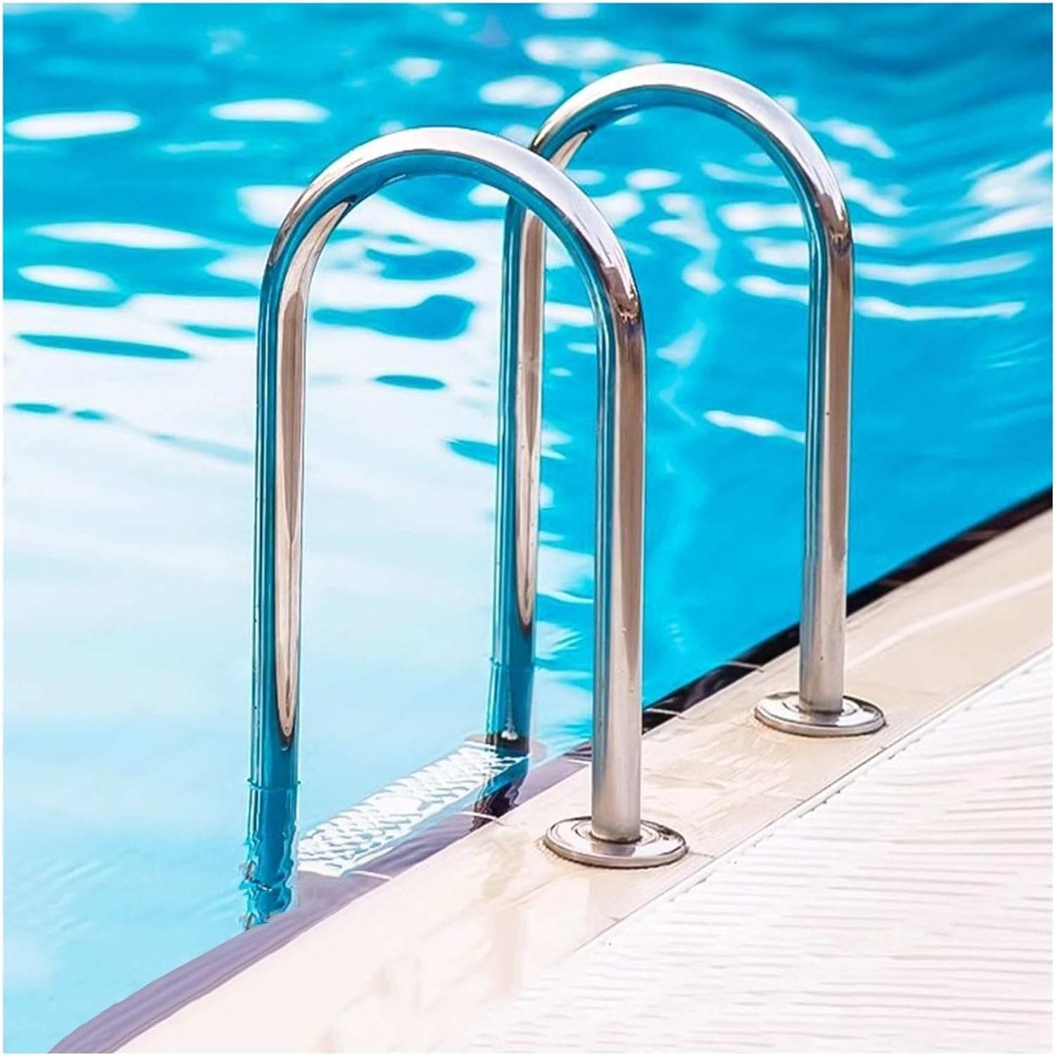 Stainless Steel Swimming Pool Ladder, 2/3 Step Non-Slip Entry System, Thickened Pedals, Durable Silver-B Finish, 1.0mm Tube Wall for Safe Access