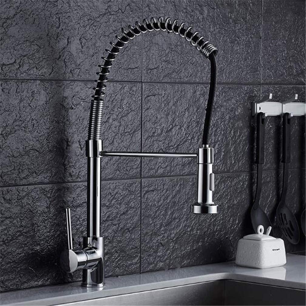 VDOQTLJT Kitchen Faucet Brushed Nickel∕Black Pull Out Torneira All Around Rotate Swivel 2 Function Water Outlet Mixer Tap with Aerator Deck Mounted Black(Cromo)
