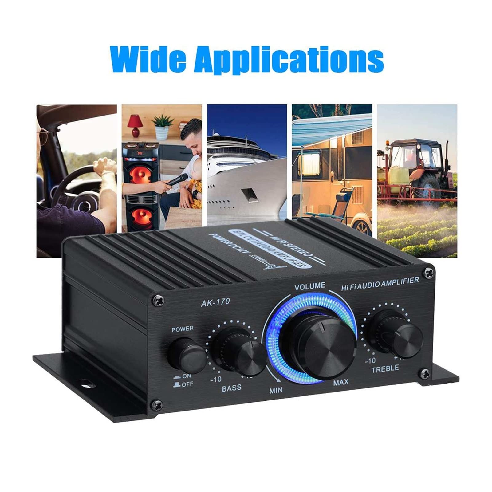Amplificatore Audio, AK380 / AK370 / AK170 2 Canale Bluetooth HIFI Amplificatore di potenza Amplificatore domestico Audio Processor Classe D Controllo remoto FM. Radio(AK370)