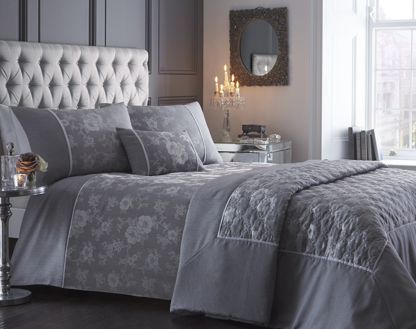 Homespace Direct Silver Bedmaker Warwick Double Duvet Cover Set