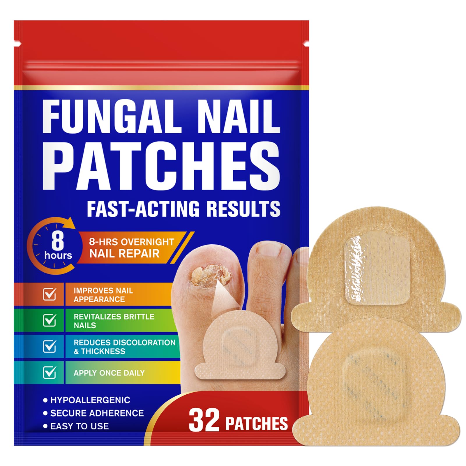 Fungal Nail Patches for Toenails 32PCS Fungal Nail Treatment Patches, Nail Repair for Damaged Nails