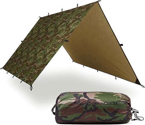 Miniatura 12 de AquaQuest Lona Safari – Ligera impermeable (0.197 in) con costuras selladas Ripstop para mochileros, senderismo y camping en hamacas Olive