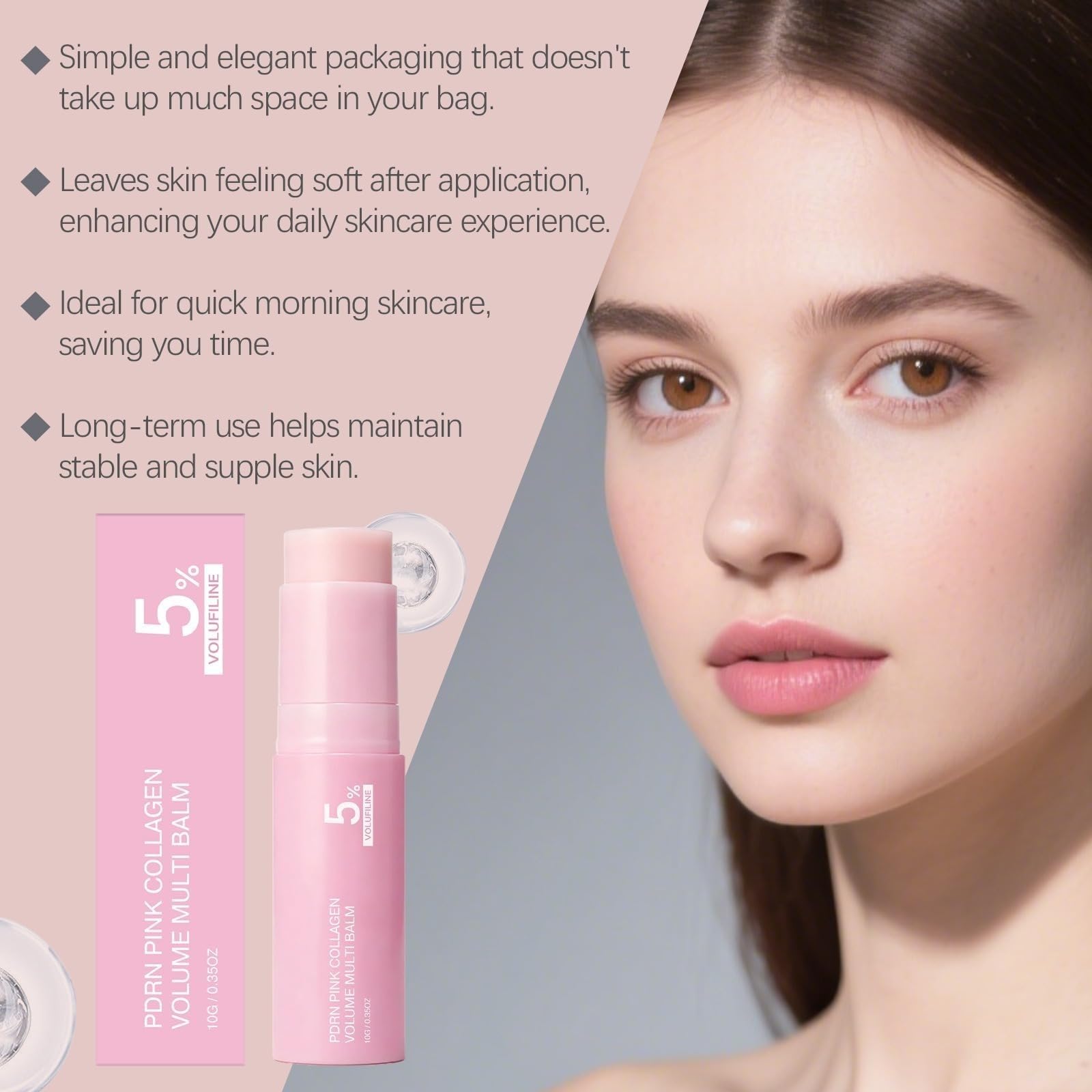 Pink Collagen Volume Multi Balm All-in-One krem do twarzy, przeciwzmarszczkowy i nawilżający sztyft do ust, oczu i szyi, intensywny dla gładkiej skóry, naturalny i zrównoważony