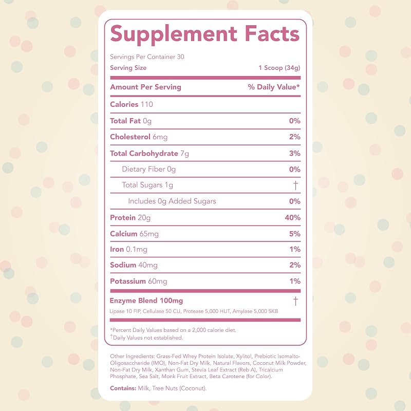 Clean Simple Eats Whey Isolate Protein Powder, Cake Batter, 30 Servings | 20g Grass Fed Whey Isolate | Digestive Enzymes | Zero Added Sugar | Gluten Free | Non-GMO | Naturally Sweetened image 3