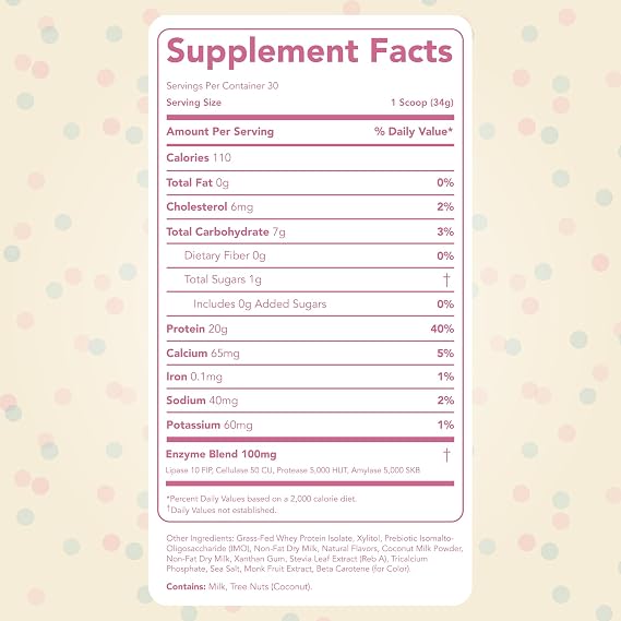 Clean Simple Eats Whey Isolate Protein Powder, Cake Batter, 30 Servings | 20g Grass Fed Whey Isolate | Digestive Enzymes | Zero Added Sugar | Gluten Free | Non-GMO | Naturally Sweetened
