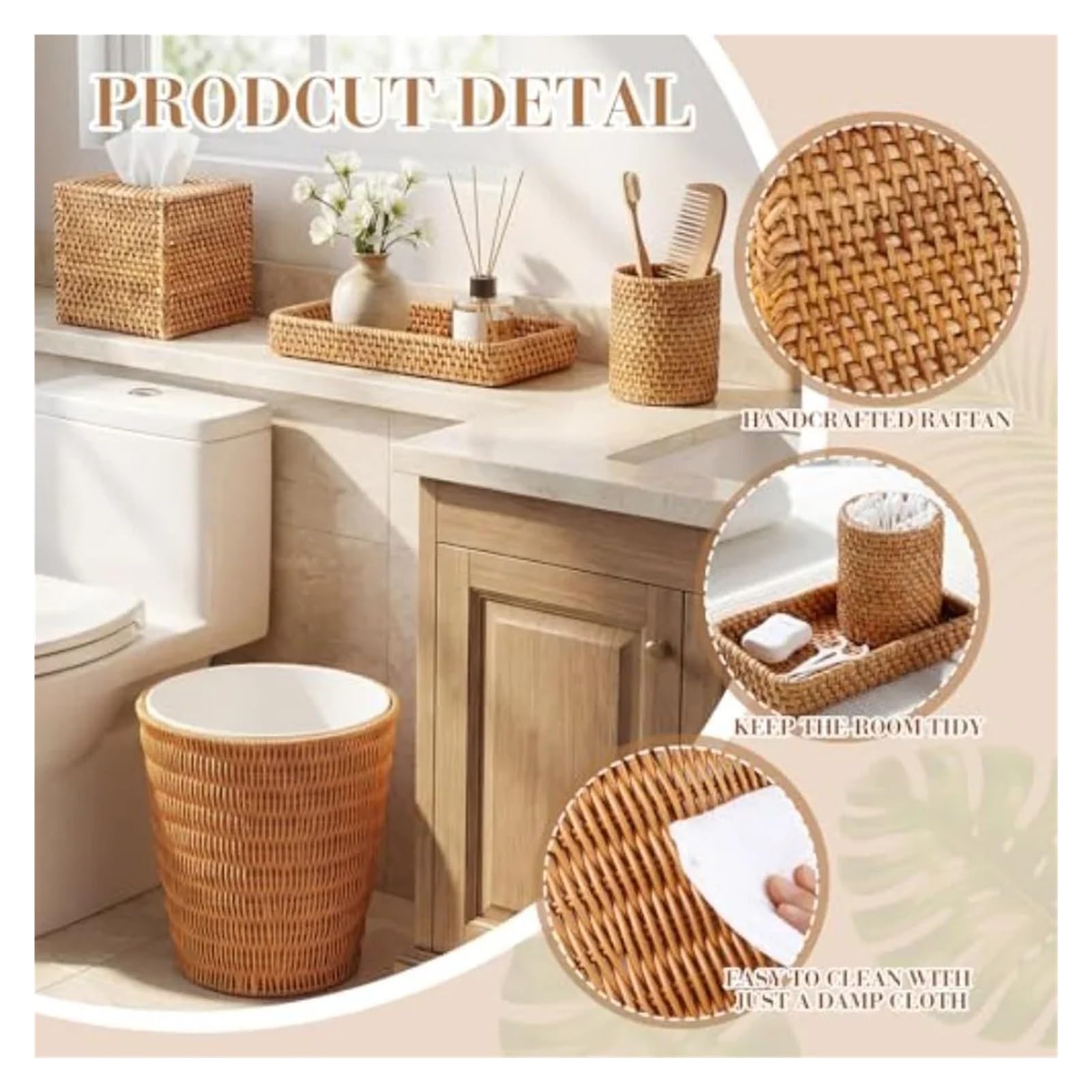 Scatola for fazzoletti in rattan quadrata da bagno 1 pz Per casa