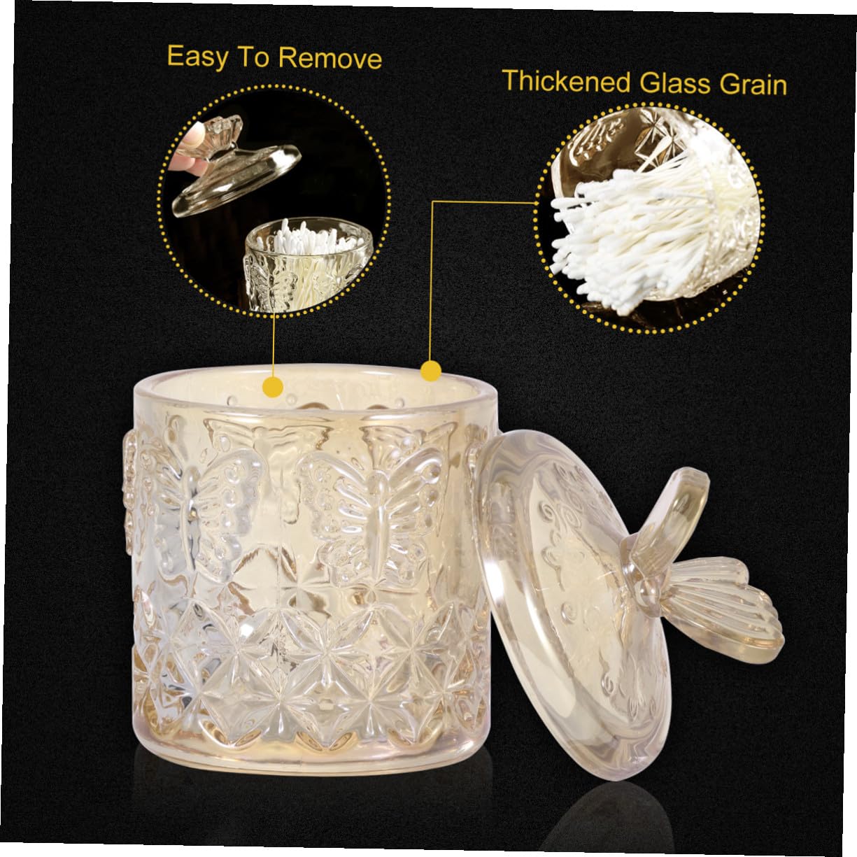 Gatuida Glas Aufbewahrungsbox für Wattestäbchen mit Robustem Leichtem Design Multifunktionaler Kosmetikbehälter für Schreibtisch und Make Up Aufbewahrung in Khaki