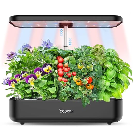 Yoocaa 12 Pod Hydroponic Grow System, Hydroponic Grow Kits & Systems (Dark Black)