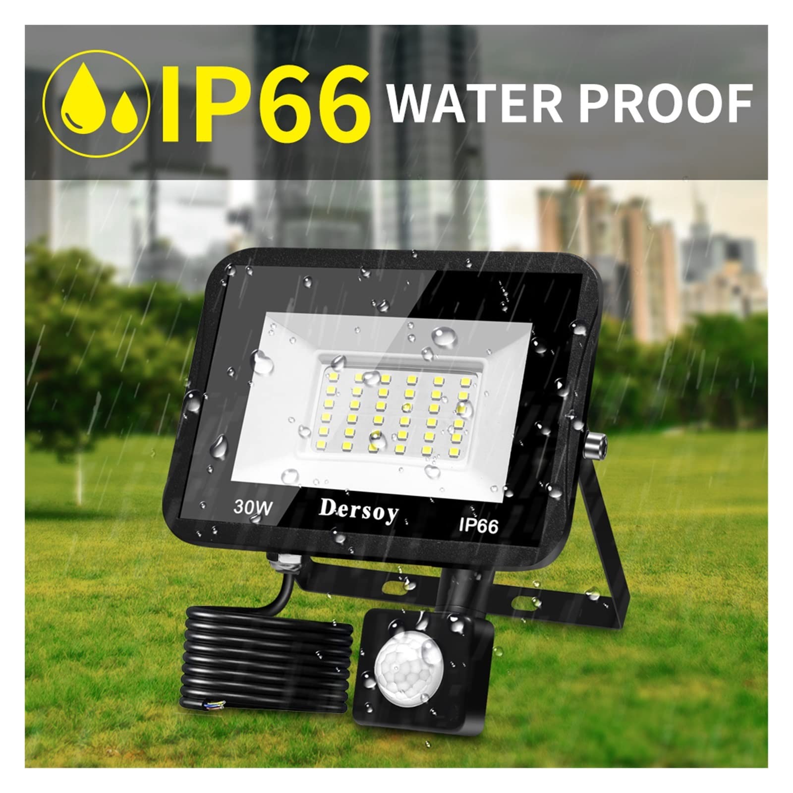 Naświetlacz LED, 3 0W LED Iluminacja IP66 Wodoodporne światło powodziowe oświetlenie na zewnątrz z Pir Czujnik ruchu ogrodowe ulicy Garden