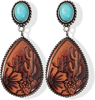 Western Earrings Outfit for Women Oval Silver Earrings Dangle Turquoise Western Jewelry Country Concert