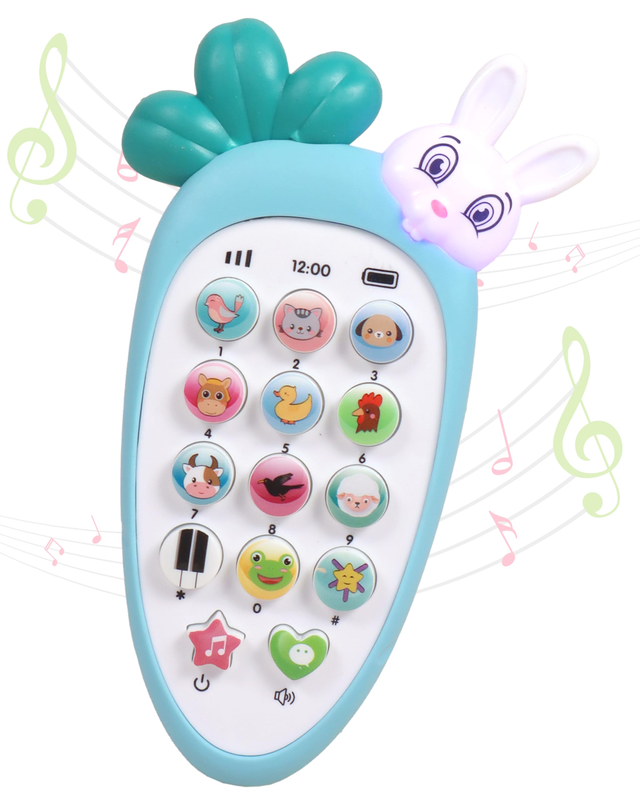 TOYSHULL Pretend Play Cell Phone Toy for Kids and Toddlers - Radish Design with Music, Lights, and Ringtones - Ideal Birthday Party Favors and Gifts for Boys & Girls 0-6, 6-18 Months - Multicolor