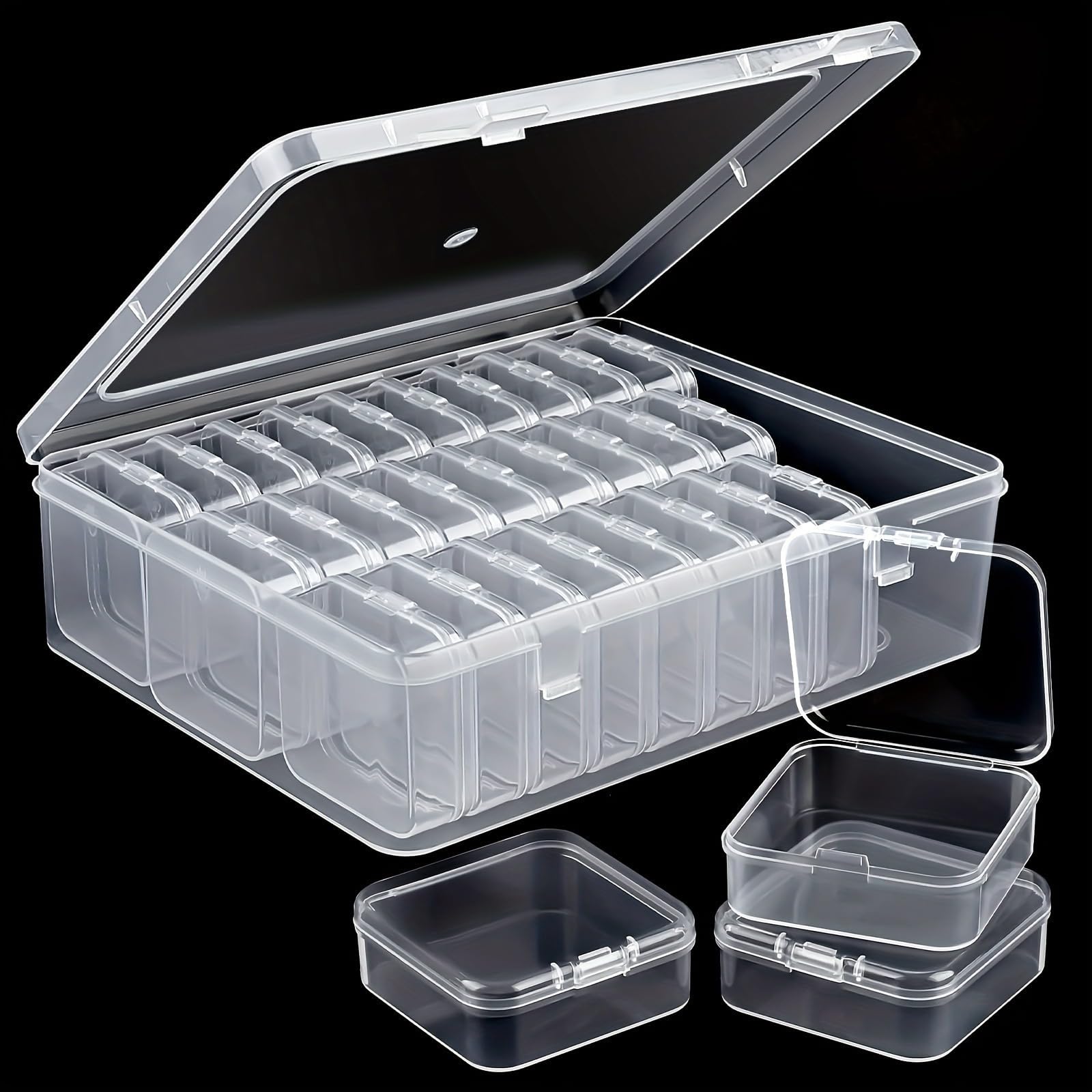 NYOSLB 30 Stück Kleine Aufbewahrungsboxen (5,5 x 5,5 x 2 cm), Transparent Aufbewahrungsbox mit Deckel Klein Klarem Kunststoff Kleine Box für Perlen Schmuck Gegenstände Bastelzubehör