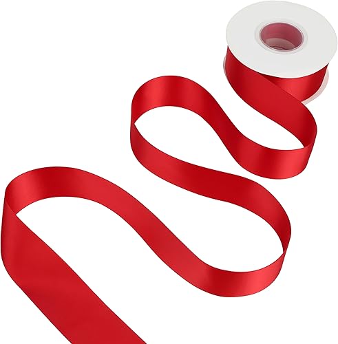 MAYREEL Cinta de satén roja de 1.5 pulgadas de grosor, cinta carmesí de doble cara para manualidades, envoltura de regalos, decoración de boda,