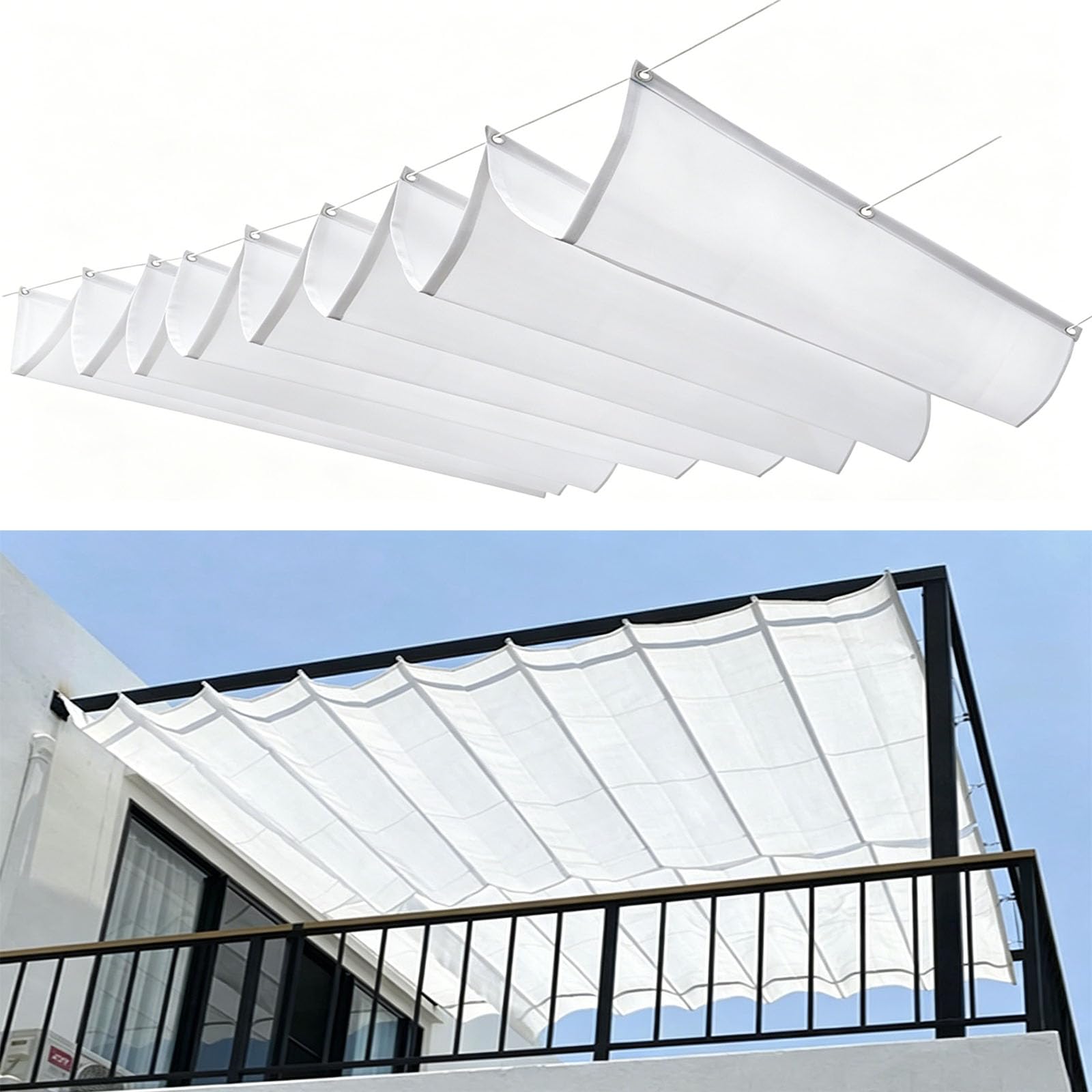 Voile d'ombrage rétractable contre la chaleur du balcon bâche blanche