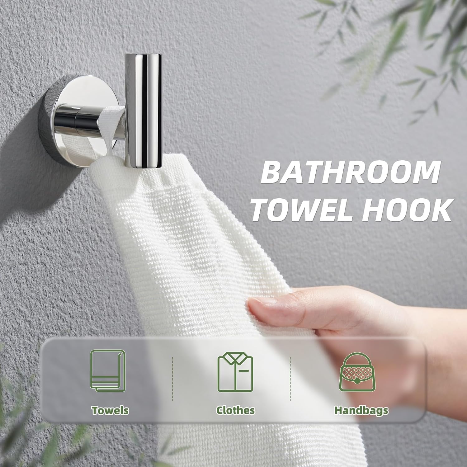 APLusee Bundle of Bath Robe Hook, Towel Ring and Paper Holder, Polished Chrome Stainless Steel Bathroom Accessories Wall Mounted