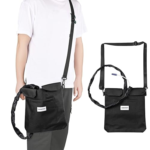 Soporte para bolsa de drenaje de orina con cubierta de tubo de catéter, correa ajustable, seguro y discreto, fácil acceso, 67.6 fl oz, color negro