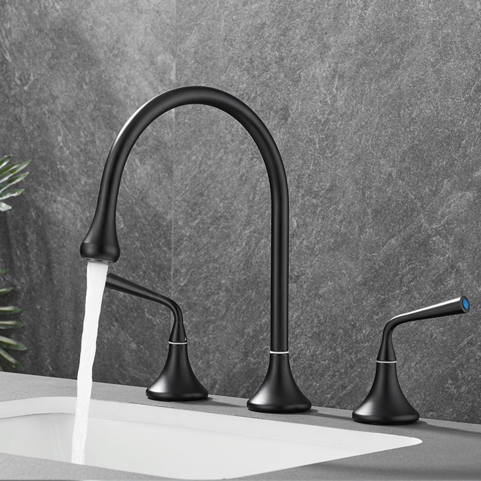 Robinet d'évier de salle de bain 3 trous en laiton avec rotation à 360°