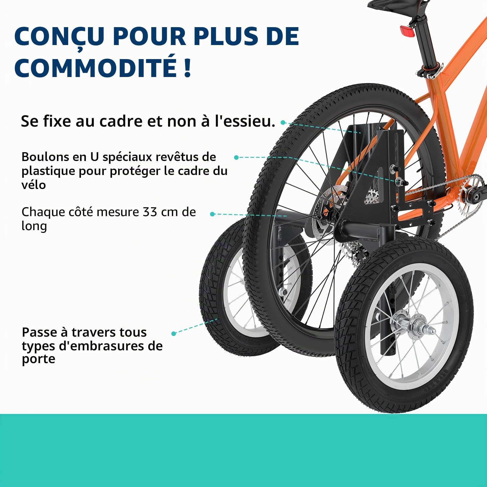 Moshay Stabilisateurs de vélo réglables pour adulte de 61 cm à 73,7 cm – Qualité robuste