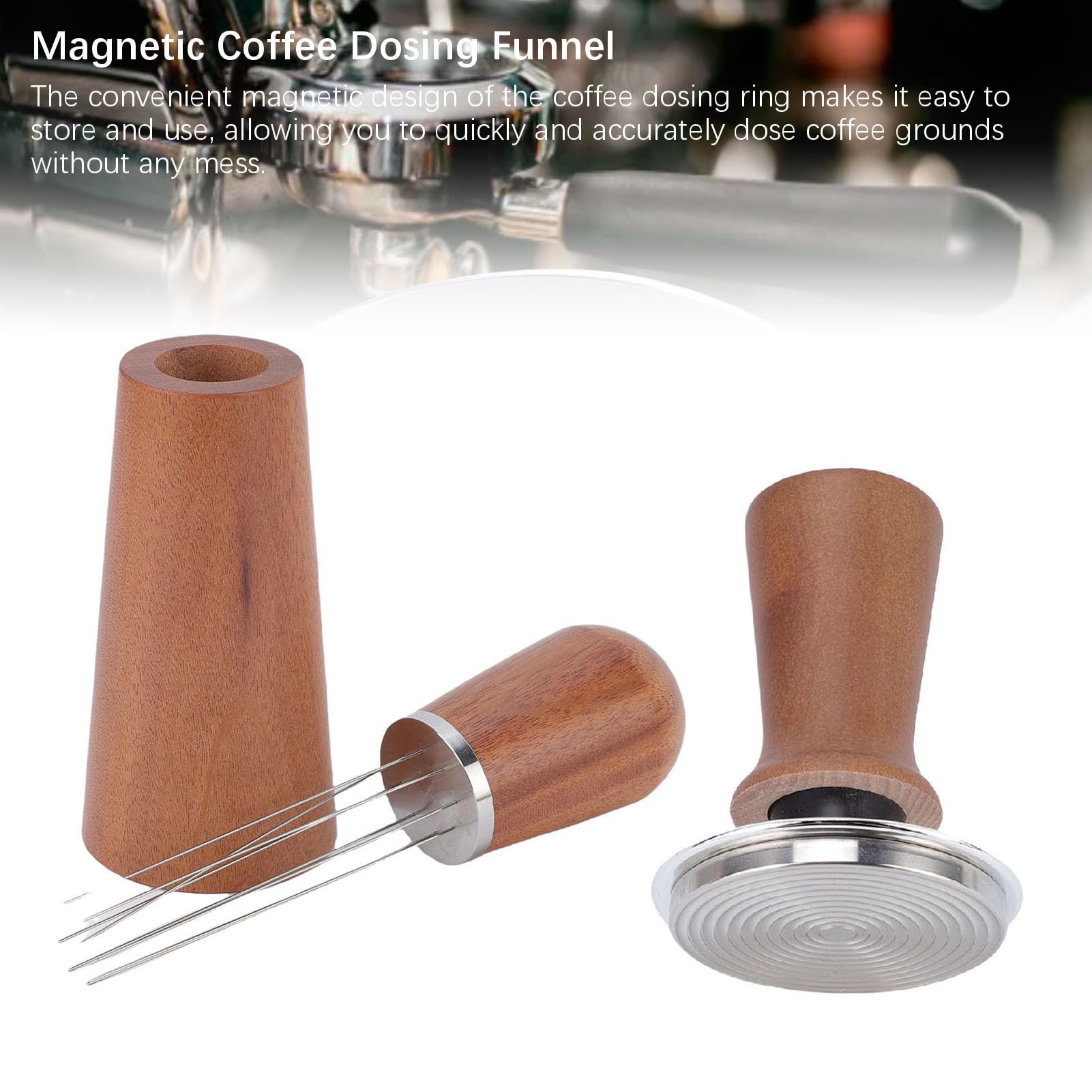 EMUKOEP Herramientas Profesionales de Manipulación de café, Embudo Dosificador de café de Acero Inoxidable para Portafiltro de 58mm