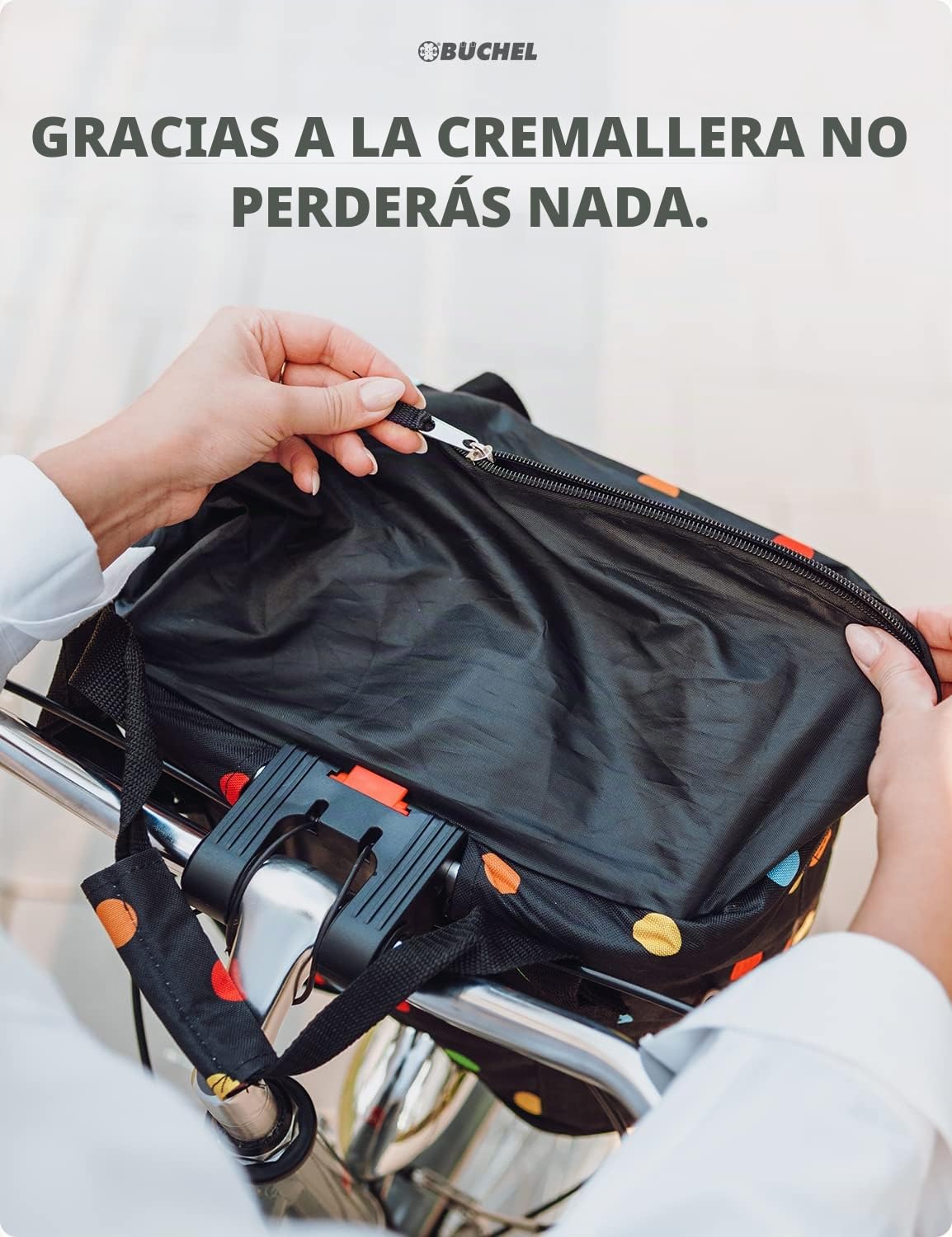 BÜCHEL Cesta Delantera para Bicicleta Plegable con Fijación Rápida