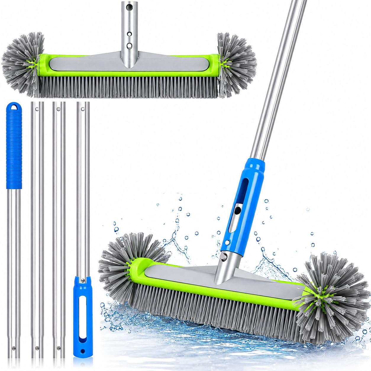Pool Cleaning Brush, Heavy Duty Pool Brush with Telescopic Aluminium Pole