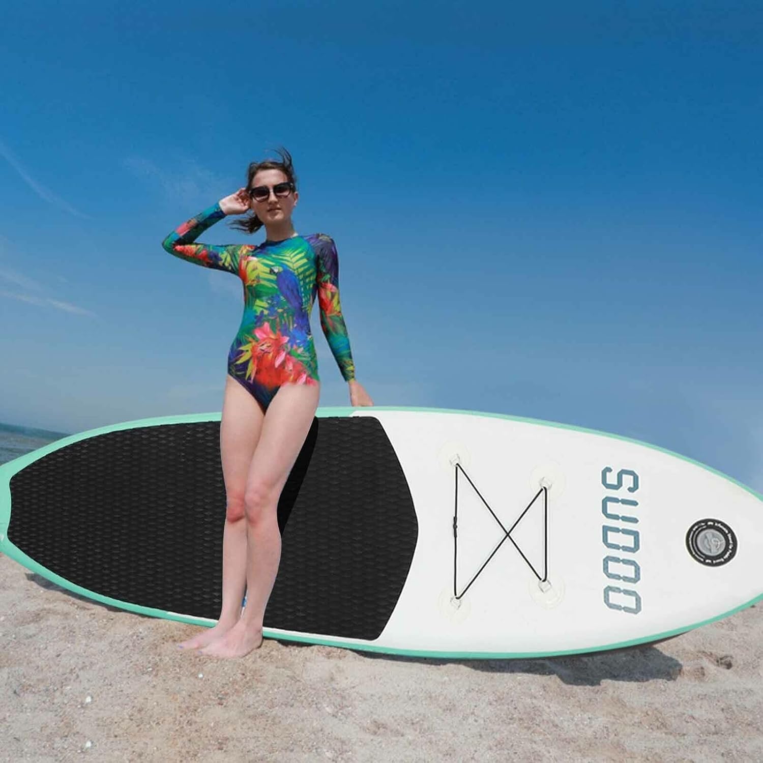 10FT Aufblasbares SUP Board Set, Stand Up Paddle Board mit Paddel, Surfbrett für Erwachsene & Anfänger