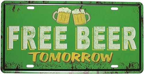 SUMIK Free Beer Tomorrow, letrero de lata de metal, placa de póster de arte vintage, cocina, bar, pub, decoración de pared para el hogar