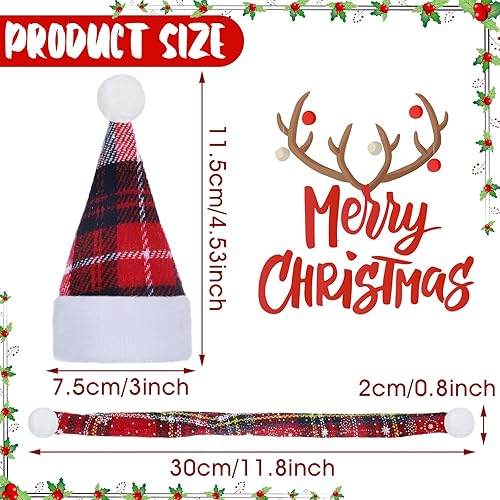 Vista 35 de Geyoga 8 piezas de mini sombreros y bufandas de Papá Noel, accesorios de Navidad, sombrero de gnomo pequeño para manualidades, bricolaje para Blanco