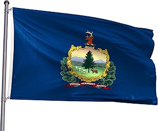Vermont State Flag 5x8FT VT Flag Polyester Vivid Color With 2 Brass Grommets For Vermont Themed Festival Events Party Decoration Indoor Outdoor(VT, 5x8ft)