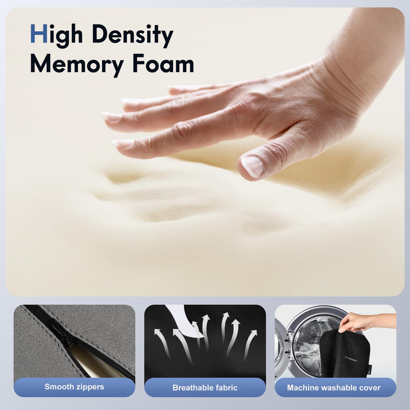 Coverado Memory Foam Car Seat Cushion and Lumbar Support Pillow for Car Ergonomic Office Chair Cushion for Lower — view 4