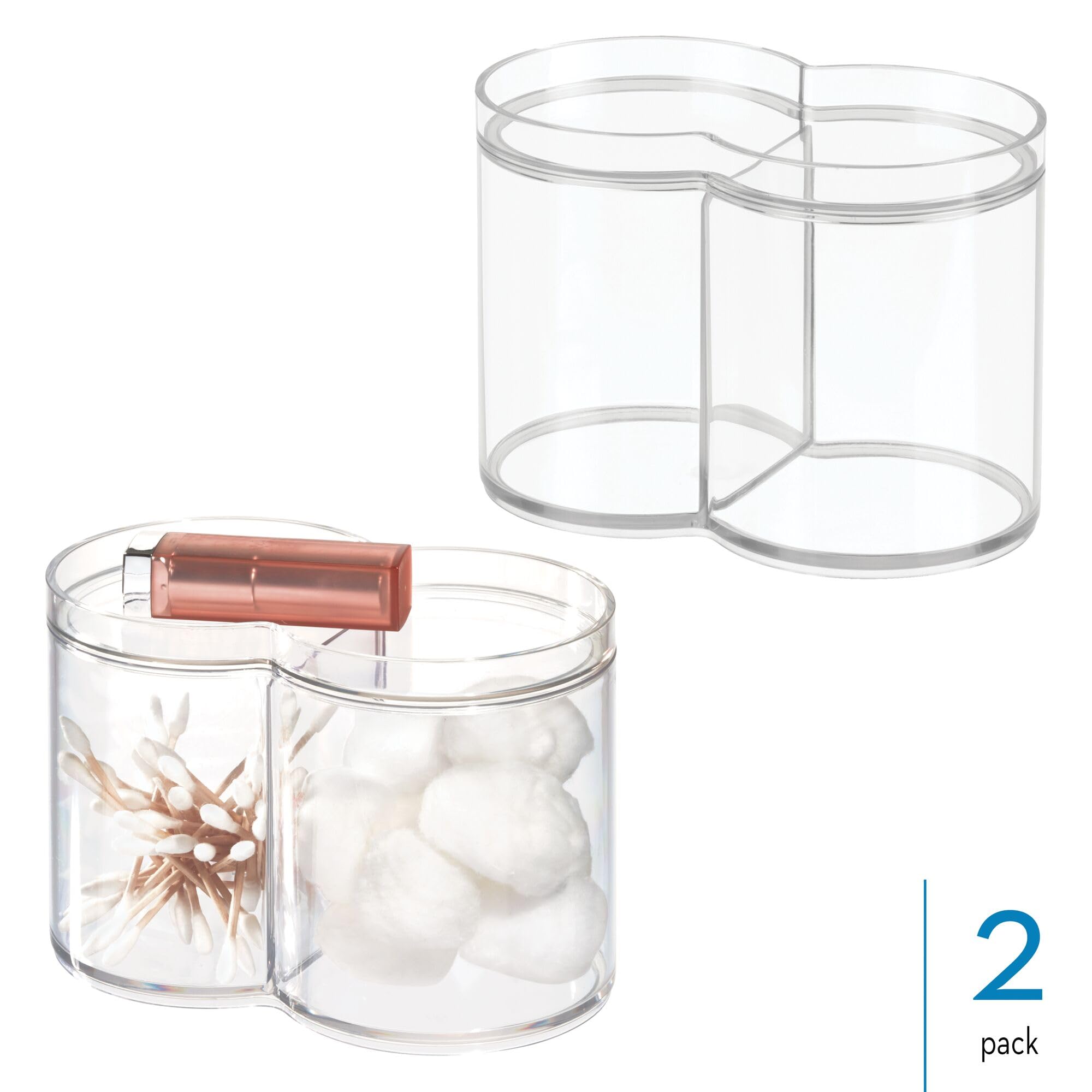 iDesign Stackable Dual Bathroom Vanity or Countertop Storage-Set of 2-Clear Canister, 2 Count