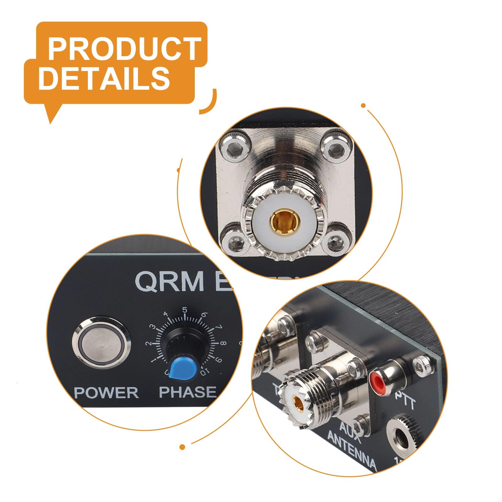 QRM Eliminator X-Phase HF Bande Seconda Generazione per Ricevitore Radio, 30 MHz, con Controllo PTT e Regolazione di fase, Nero