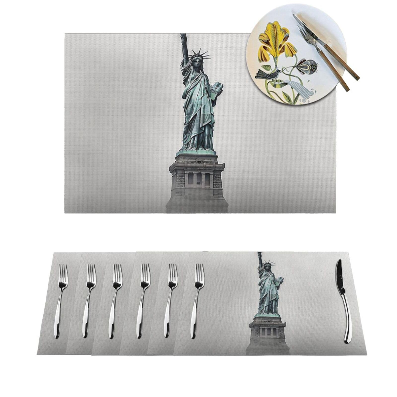 Set de table PVC imprimé Statue de la Liberté - Lot de 4 sets lavables 45x30 cm