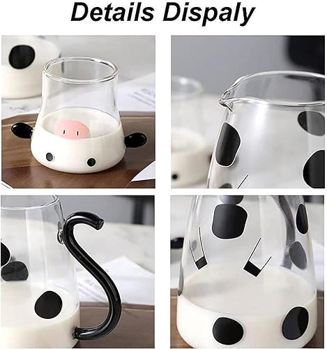 Miniatura 5 de Jarra de agua de vidrio de vaca con taza de vidrio juego de jarra de vidrio de vaca con taza de vidrio jarra de té de vidrio de vaca jarra de leche