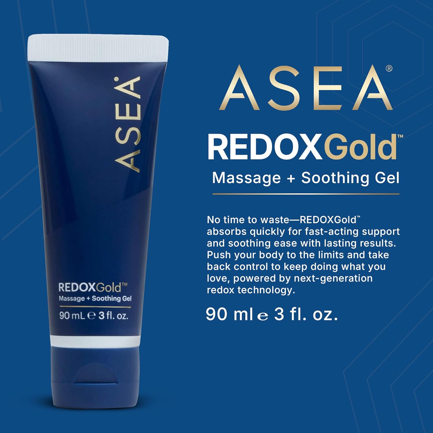 ASEA - REDOXGold - Fast-Acting Gel for Soothing Support & Recovery - with Redox Molecules & Gold Catalyst - Push Limits with Cell Signaling - 90 ml