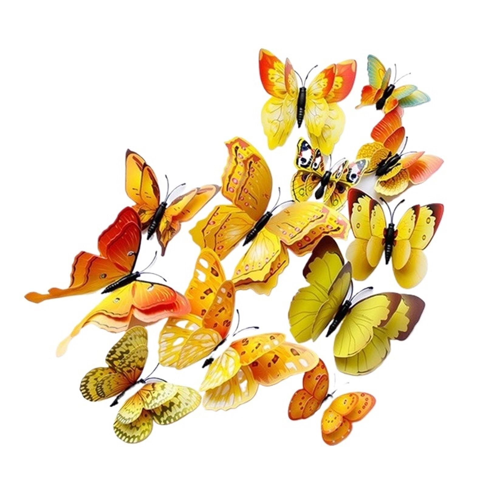 12PCS 3D Double-Layer Simulation Butterfly Wall Sticker Refrigerator Magnet Rooms Kitchen Home Decor(Color6)