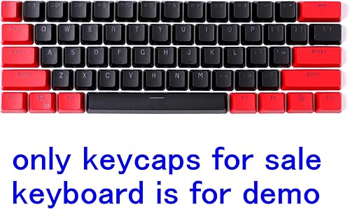 Miniatura 2 de CJXSP PBT 61 teclas 60 por ciento, teclas de juego de teclas retroiluminadas de perfil OEM para teclado mecánico 60% Cherry MX, solo teclas (negro