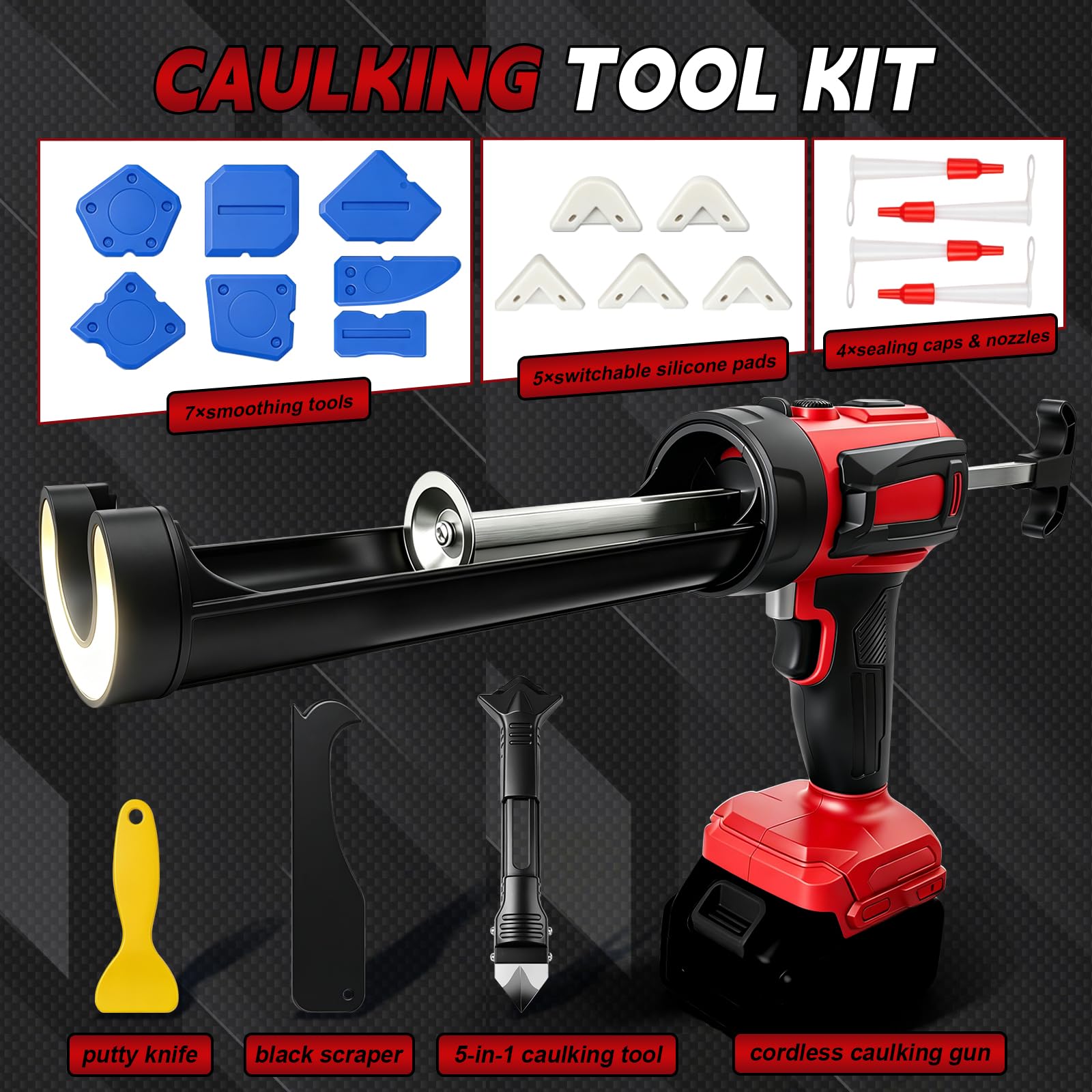 Pressa a cartuccia a batteria per Milwaukee 18 V, funzione anti-goccia e luce LED, regolazione della velocità a 4 livelli, ideale per piastrelle, sigillatura e ristrutturazione (senza batteria)