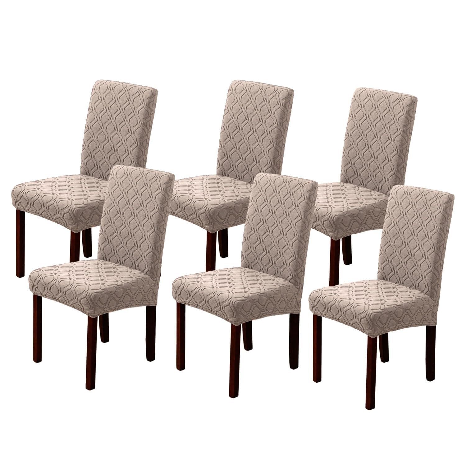 PBTMCD Stretch Dining Chair Covers, Slip-Resistant Slipcovers, Removable Washable Protectors For Home, Restaurant, Party(Gray Brown,6pc)